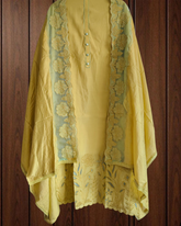 Graceful Modal Suit Set with Organza Embroidery Charm